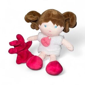 Jolijou Paris 2 Dolls In House First  Doll  Plush Teddy Bear 7” Brown Hair